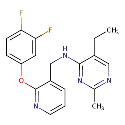 CCc1cnc(nc1NCc1cccnc1Oc1ccc(c(c1)F)F)C