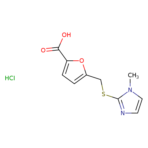 OC(=O)c1ccc(o1)CSc1nccn1C.Cl