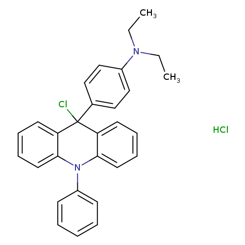 CCN(c1ccc(cc1)C1(Cl)c2ccccc2N(c2c1cccc2)c1ccccc1)CC.Cl