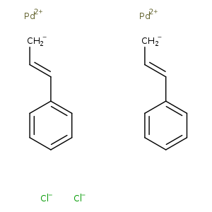 [CH2-]/C=C/c1ccccc1.[CH2-]/C=C/c1ccccc1.[Cl-].[Cl-].[Pd+2].[Pd+2]