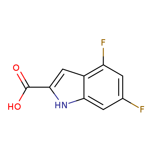 Fc1cc(F)c2c(c1)[nH]c(c2)C(=O)O