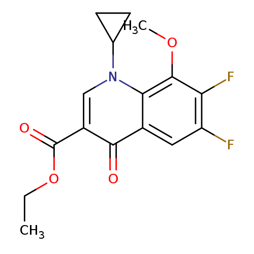 CCOC(=O)c1cn(C2CC2)c2c(c1=O)cc(c(c2OC)F)F