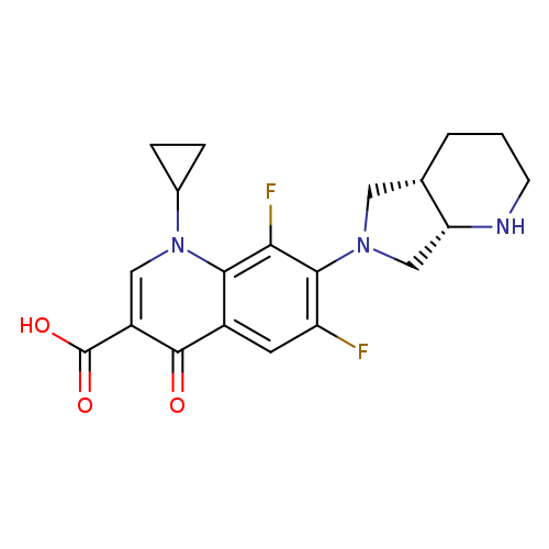 Fc1cc2c(=O)c(cn(c2c(c1N1C[C@@H]2[C@H](C1)CCCN2)F)C1CC1)C(=O)O