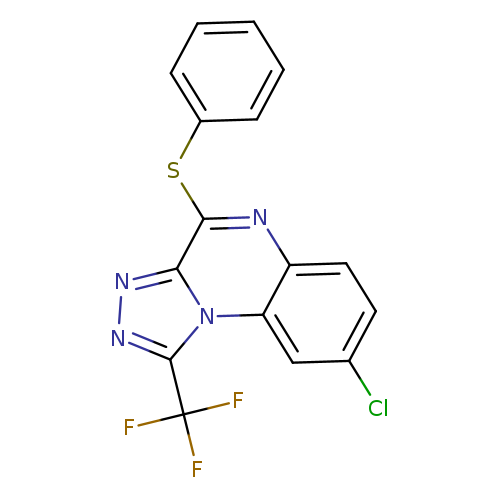 Clc1ccc2c(c1)n1c(c(n2)Sc2ccccc2)nnc1C(F)(F)F