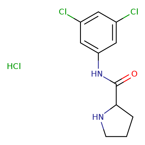 O=C(C1CCCN1)Nc1cc(Cl)cc(c1)Cl.Cl