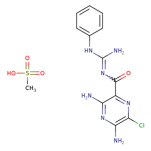 CS(=O)(=O)O.NC(=NC(=O)c1nc(Cl)c(nc1N)N)Nc1ccccc1