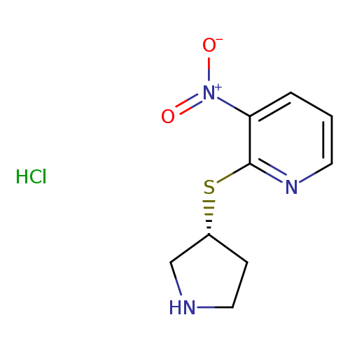 [O-][N+](=O)c1cccnc1S[C@H]1CNCC1.Cl