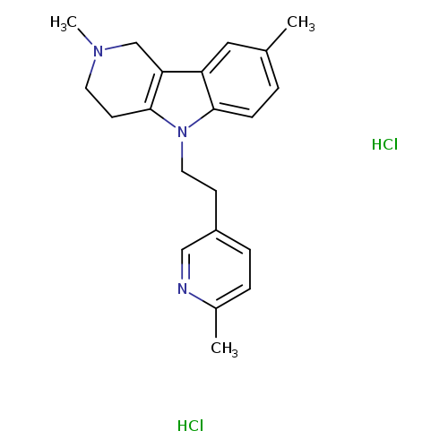 CN1CCc2c(C1)c1cc(C)ccc1n2CCc1ccc(nc1)C.Cl.Cl