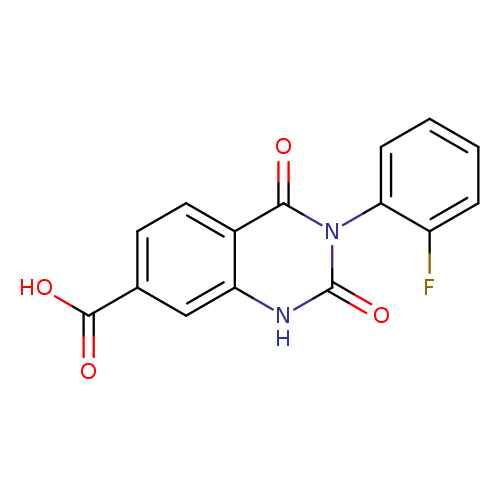 OC(=O)c1ccc2c(c1)[nH]c(=O)n(c2=O)c1ccccc1F