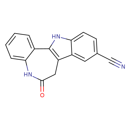 N#Cc1ccc2c(c1)c1CC(=O)Nc3c(c1[nH]2)cccc3