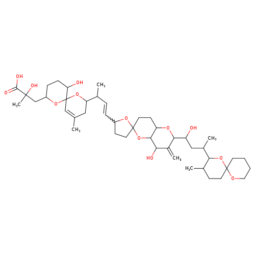 CC1=CC2(OC(C1)C(C=CC1CCC3(O1)CCC1C(O3)C(O)C(=C)C(O1)C(CC(C1OC3(CCCCO3)CCC1C)C)O)C)OC(CCC2O)CC(C(=O)O)(O)C