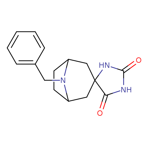 O=C1NC(=O)C2(N1)CC1CCC(C2)N1Cc1ccccc1