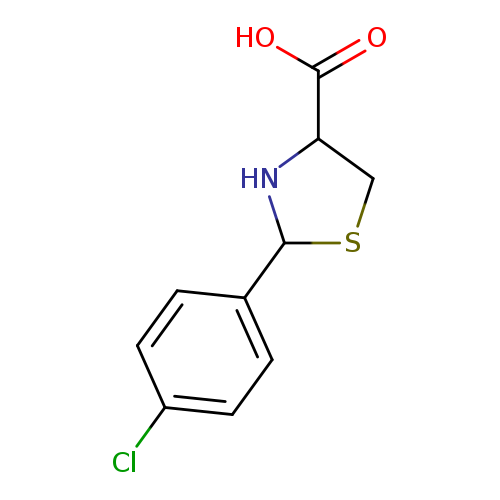 OC(=O)C1CSC(N1)c1ccc(cc1)Cl