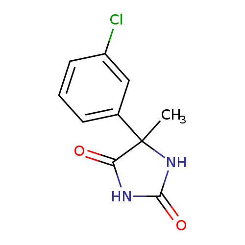 O=C1NC(=O)C(N1)(C)c1cccc(c1)Cl