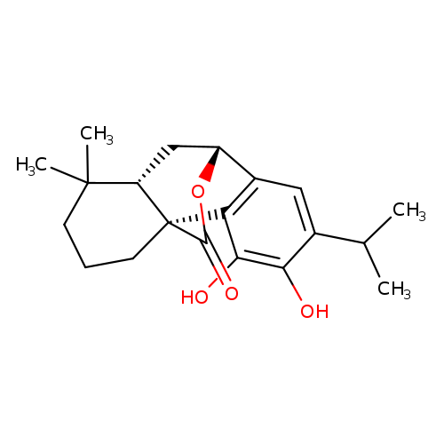 O=C1O[C@@H]2C[C@@H]3[C@@]1(CCCC3(C)C)c1c2cc(c(c1O)O)C(C)C