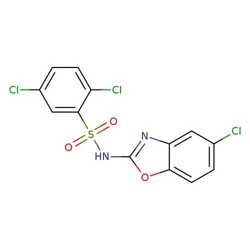Clc1ccc(c(c1)S(=O)(=O)Nc1oc2c(n1)cc(cc2)Cl)Cl