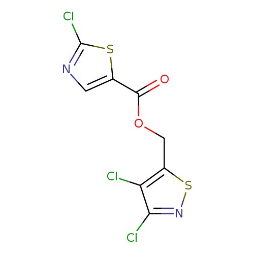 Clc1ncc(s1)C(=O)OCc1snc(c1Cl)Cl