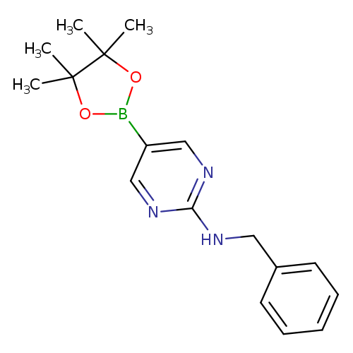 CC1(C)OB(OC1(C)C)c1cnc(nc1)NCc1ccccc1