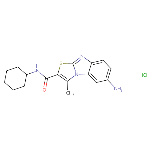 O=C(c1sc2n(c1C)c1c(n2)ccc(c1)N)NC1CCCCC1.Cl