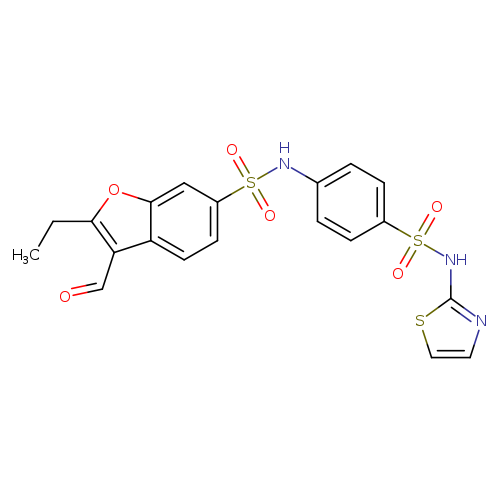 CCc1oc2c(c1C=O)ccc(c2)S(=O)(=O)Nc1ccc(cc1)S(=O)(=O)Nc1nccs1