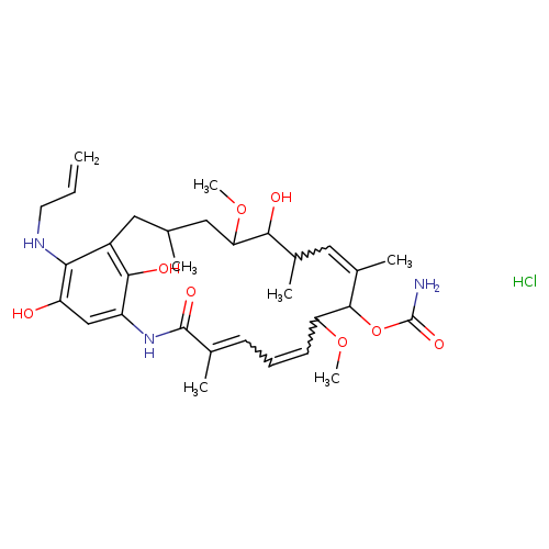 C=CCNc1c(O)cc2c(c1CC(C)CC(OC)C(O)C(C)C=C(C)C(C(C=CC=C(C(=O)N2)C)OC)OC(=O)N)O.Cl