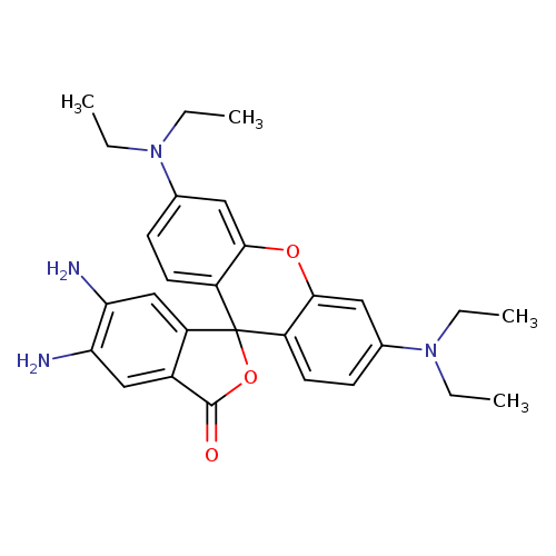 CCN(c1ccc2c(c1)Oc1c(C32OC(=O)c2c3cc(N)c(c2)N)ccc(c1)N(CC)CC)CC