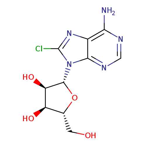 OC[C@H]1O[C@H]([C@@H]([C@@H]1O)O)n1c(Cl)nc2c1ncnc2N