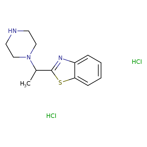 CC(c1nc2c(s1)cccc2)N1CCNCC1.Cl.Cl