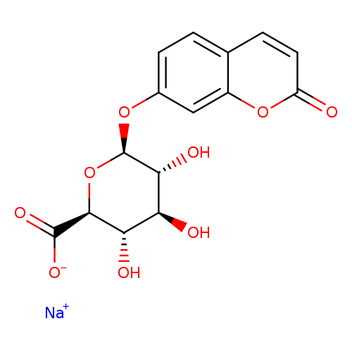 [O-]C(=O)[C@H]1O[C@@H](Oc2ccc3c(c2)oc(=O)cc3)[C@@H]([C@H]([C@@H]1O)O)O.[Na+]