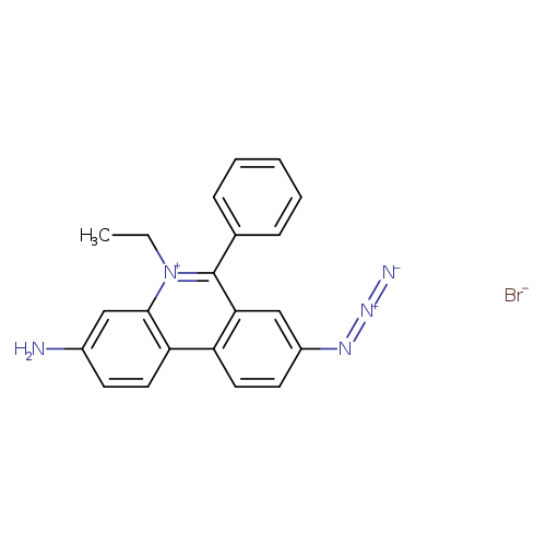 [N-]=[N+]=Nc1ccc2c(c1)c(c1ccccc1)[n+](c1c2ccc(c1)N)CC.[Br-]