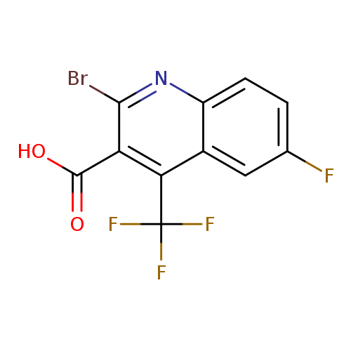 Fc1ccc2c(c1)c(c(c(n2)Br)C(=O)O)C(F)(F)F