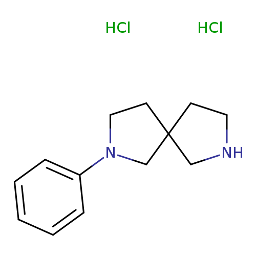 c1ccc(cc1)N1CCC2(C1)CNCC2.Cl.Cl
