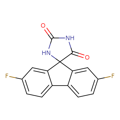 O=C1NC(=O)C2(N1)c1cc(F)ccc1c1c2cc(F)cc1