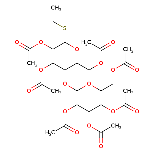 CCSC1OC(COC(=O)C)C(C(C1OC(=O)C)OC(=O)C)OC1OC(COC(=O)C)C(C(C1OC(=O)C)OC(=O)C)OC(=O)C