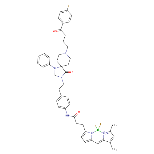 O=C(Nc1ccc(cc1)CCN1CN(C2(C1=O)CCN(CC2)CCCC(=O)c1ccc(cc1)F)c1ccccc1)CCc1ccc2n1[B-](F)(F)[N+]1=C(C)C=C(C1=C2)C