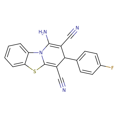 N#CC1=C(N)n2c(=C(C1c1ccc(cc1)F)C#N)sc1c2cccc1