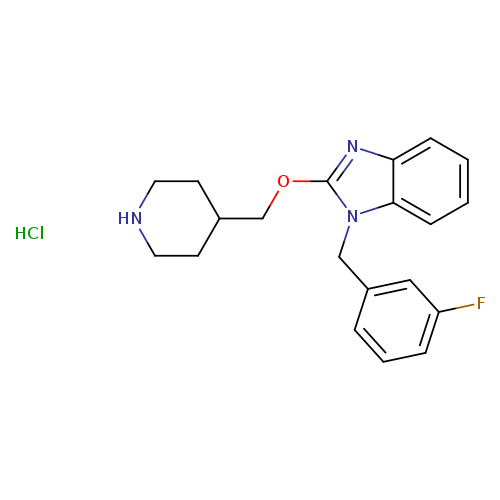Fc1cccc(c1)Cn1c(OCC2CCNCC2)nc2c1cccc2.Cl