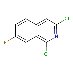 Fc1ccc2c(c1)c(Cl)nc(c2)Cl