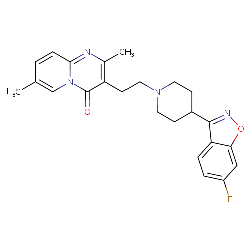 Fc1ccc2c(c1)onc2C1CCN(CC1)CCc1c(C)nc2n(c1=O)cc(cc2)C