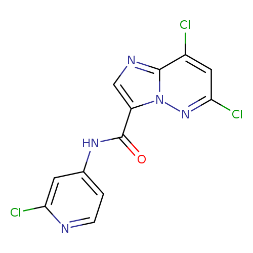 Clc1nccc(c1)NC(=O)c1cnc2n1nc(Cl)cc2Cl