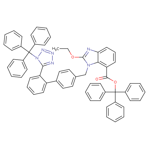 CCOc1nc2c(n1Cc1ccc(cc1)c1ccccc1c1nnnn1C(c1ccccc1)(c1ccccc1)c1ccccc1)c(ccc2)C(=O)OC(c1ccccc1)(c1ccccc1)c1ccccc1