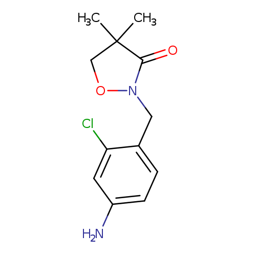 Nc1ccc(c(c1)Cl)CN1OCC(C1=O)(C)C