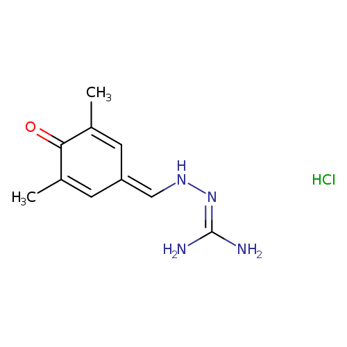 NC(=NNC=C1C=C(C)C(=O)C(=C1)C)N.Cl