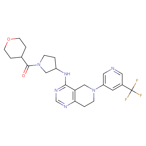 O=C(N1CCC(C1)Nc1ncnc2c1CN(CC2)c1cncc(c1)C(F)(F)F)C1CCOCC1