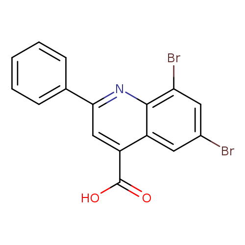Brc1cc(Br)c2c(c1)c(cc(n2)c1ccccc1)C(=O)O