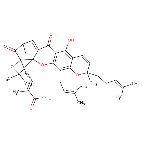 CC(=CCc1c2OC34C5(CC=C(C(=O)N)C)OC(C4CC(C5=O)C=C3C(=O)c2c(c2c1OC(C)(CCC=C(C)C)C=C2)O)(C)C)C