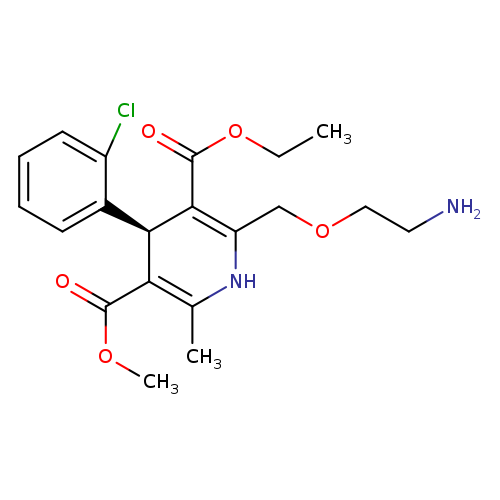 NCCOCC1=C(C(=O)OCC)[C@@H](C(=C(N1)C)C(=O)OC)c1ccccc1Cl