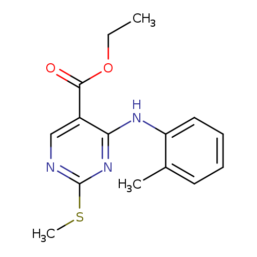 CCOC(=O)c1cnc(nc1Nc1ccccc1C)SC
