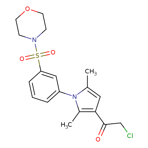 ClCC(=O)c1cc(n(c1C)c1cccc(c1)S(=O)(=O)N1CCOCC1)C