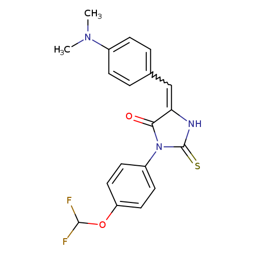 FC(Oc1ccc(cc1)N1C(=S)NC(=Cc2ccc(cc2)N(C)C)C1=O)F